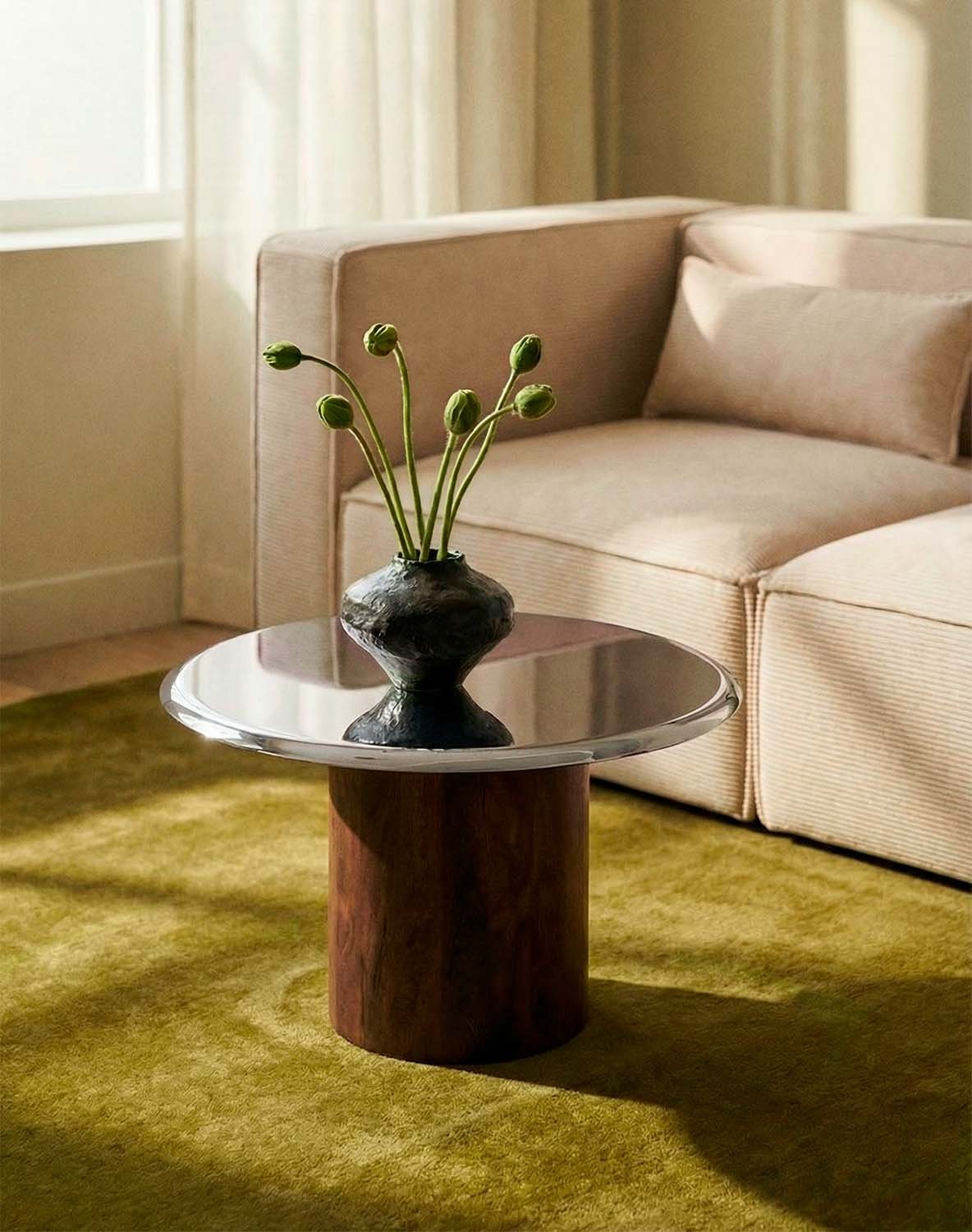 Fabio Round Side Table in Mango Wood and Metal, gallery image 2