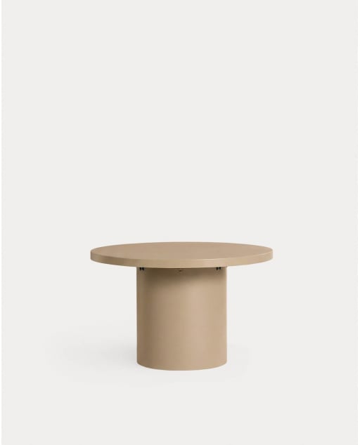 Extendable Round Metal Dining Table (Ø120-240x120 cm) Beca - Brown Clay