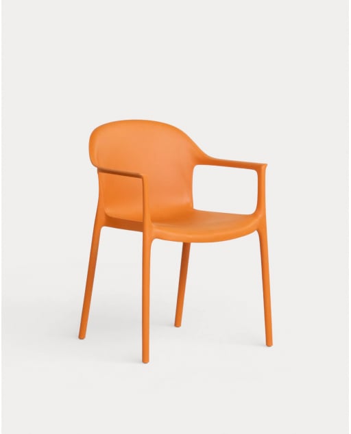 Polypropylene Outdoor Chair with Armrests Juana - Orange Terra