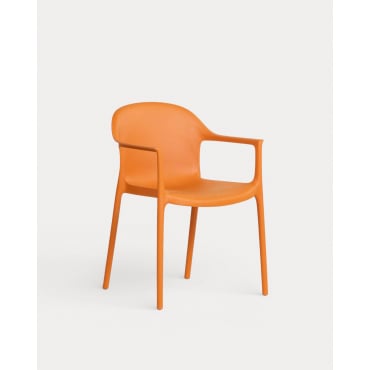 Pack 2 Polypropylene Dining Chairs with Armrests Juana Orange Terra - The Masie
