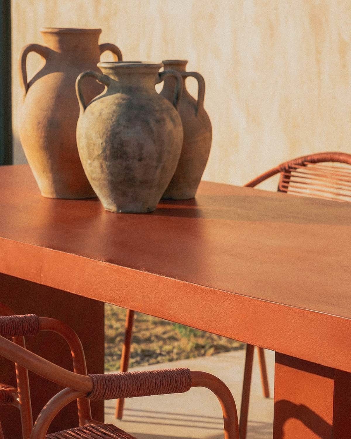 Rectangular Cement Table Set (245x110 cm) Itxaso and 8 Outdoor Chairs with Metal and Rope Armrests Murna, gallery image 3