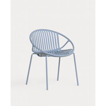Pack 4 Outdoor Chairs made of Polypropylene and Metal Anier Blue Silvery - The Masie