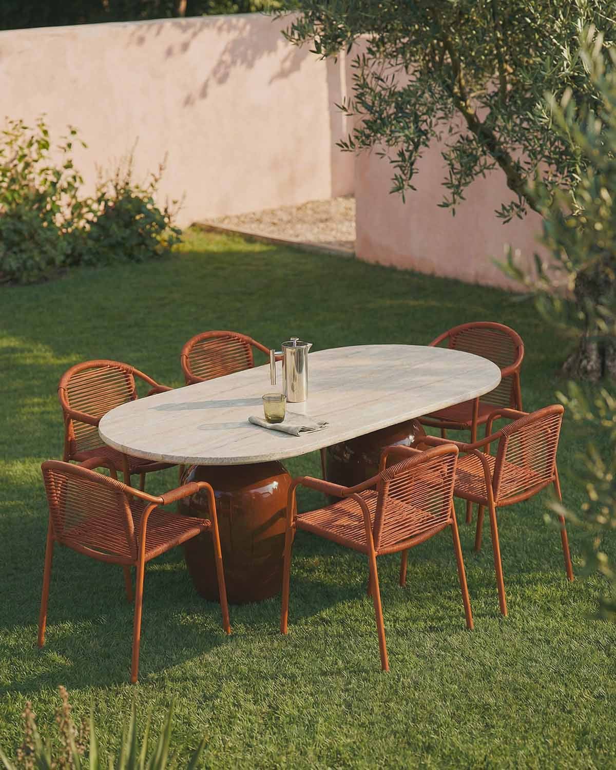 Oval Outdoor Cement Table (245x110 cm) Uxue, gallery image 2