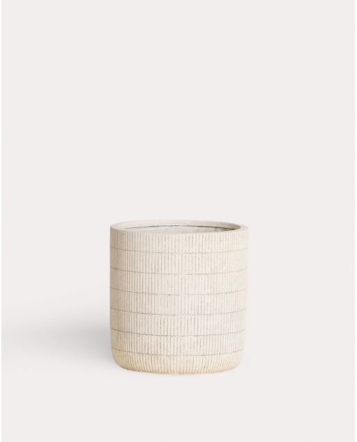 Round Cement Planter Potos - White Polar