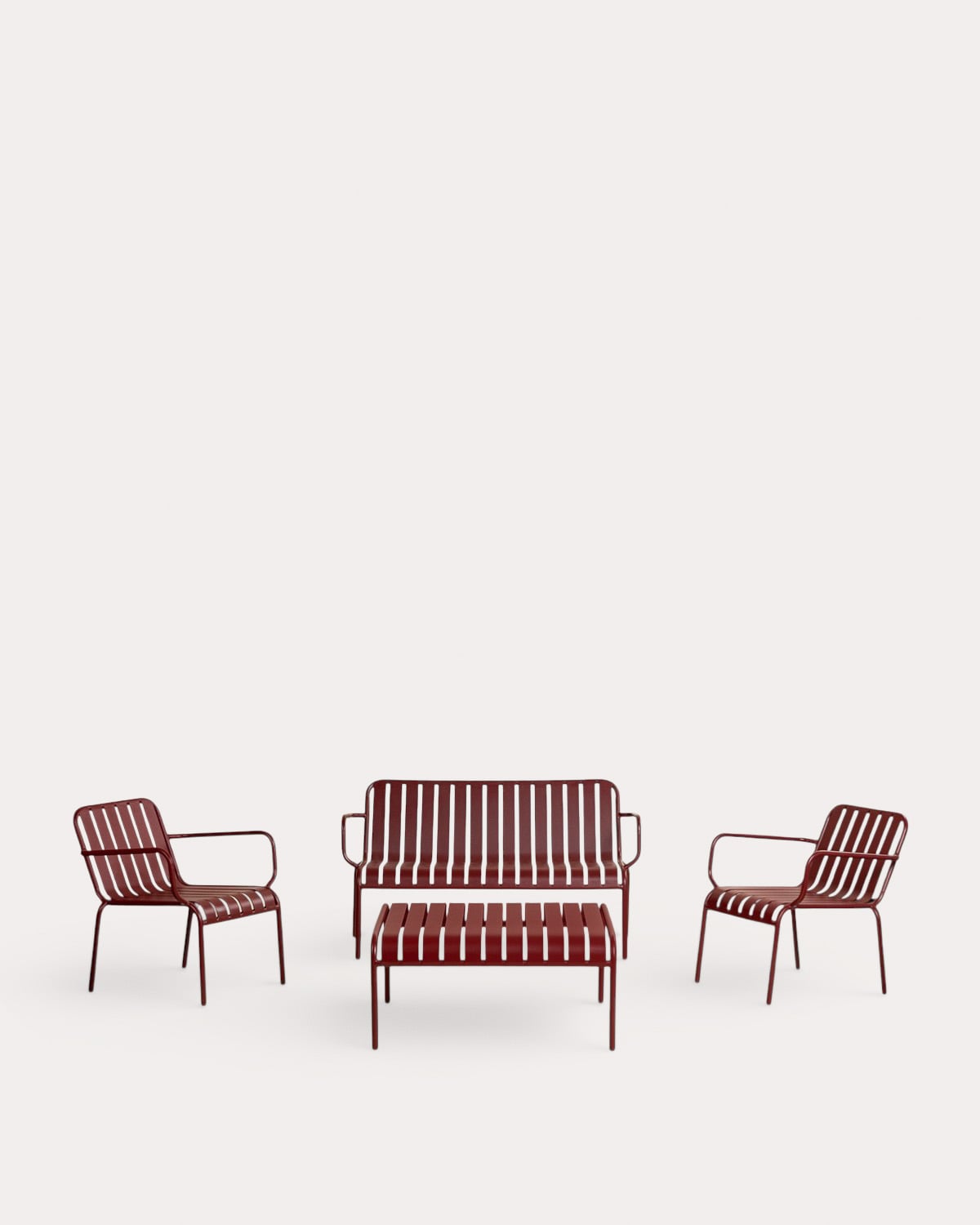 Garden Set with 2-Seater Sofa, 2 Armchairs and Metal Coffee Table Tavo, gallery image 1