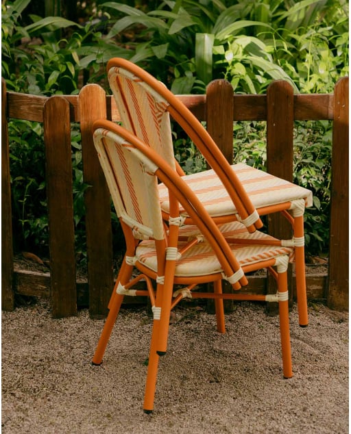 Outdoor Chair in Aluminum and Synthetic Rattan Yona Bistro