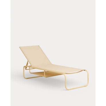 Reclining Metal and Fabric Sun Lounger Ohiane Yellow Wheat - The Masie