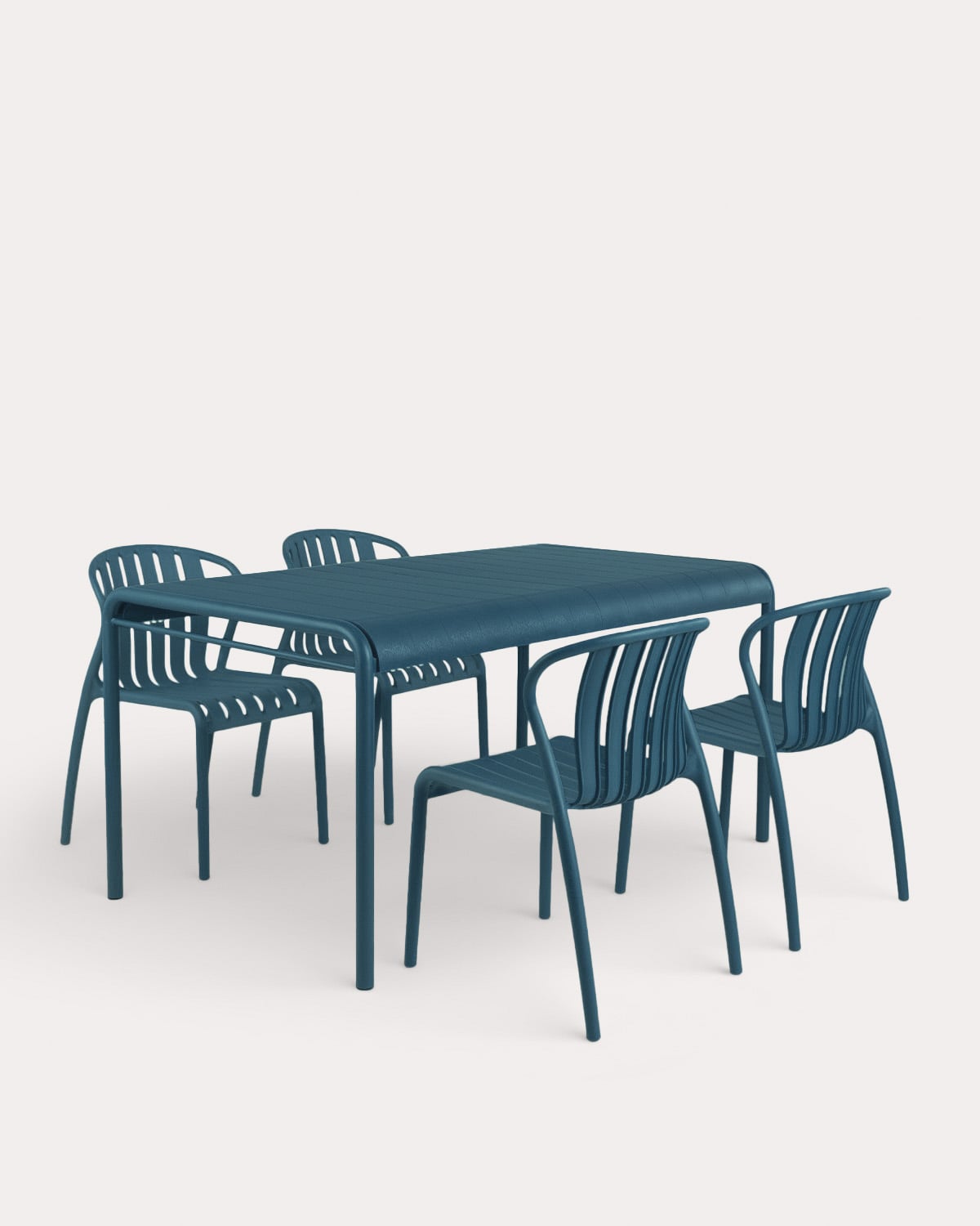 Rectangular Table (153x90 cm) and 4 Polypropylene Outdoor Chairs Set Baztan, gallery image 1