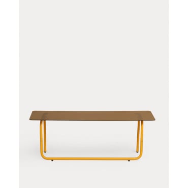 Metal and Tempered Glass Coffee Table (120x60 cm) Mitha Yellow Mango - The Masie