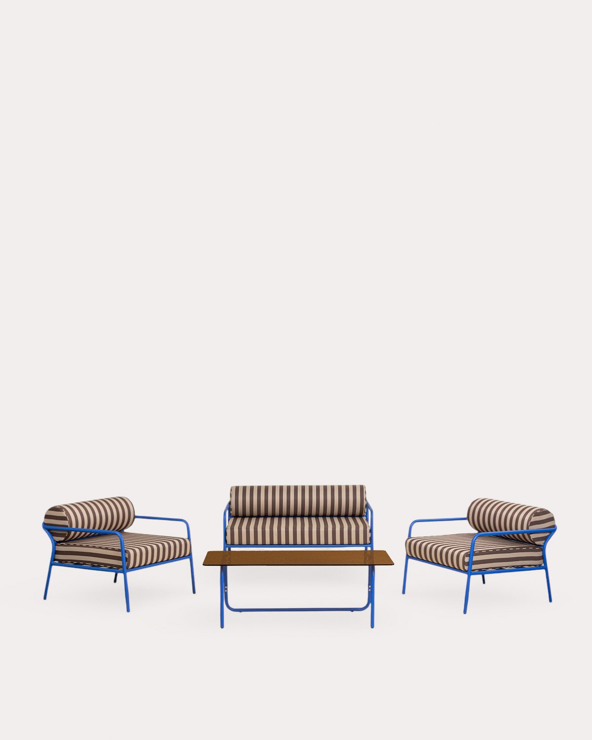 Garden Set with 2-Seater Sofa, 2 Armchairs and Metal and Fabric Coffee Table Mitha, gallery image 1