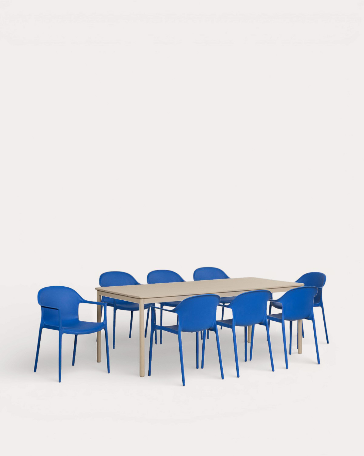 Rectangular Metal Table Set (200x90 cm) Dessie and 8 Outdoor Polypropylene Armchairs Juana, gallery image 1