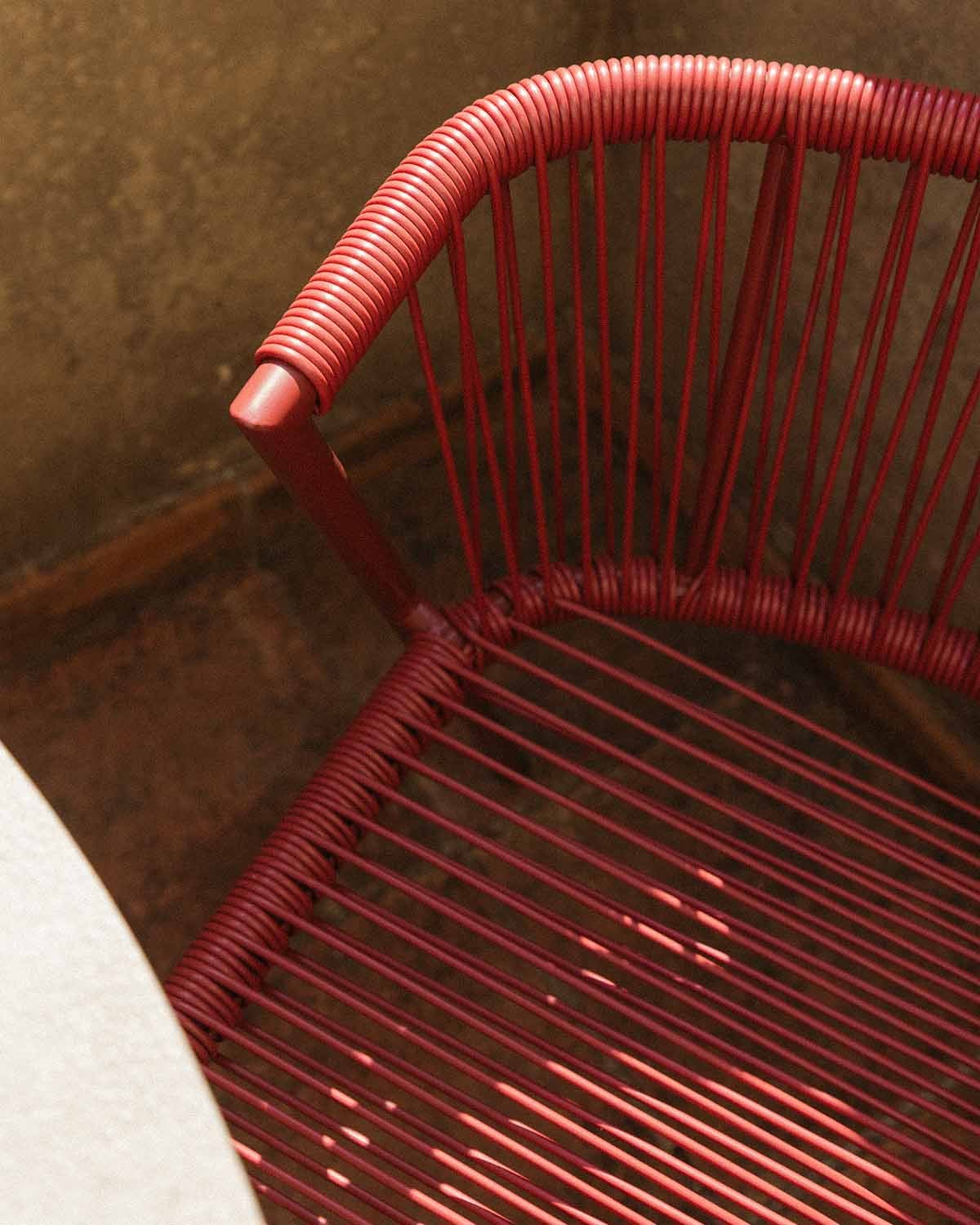 Oval Table (105x55 cm) and 2 Nesting Chairs Set in Metal and Synthetic Rattan for Outdoor Use Paolo, gallery image 6