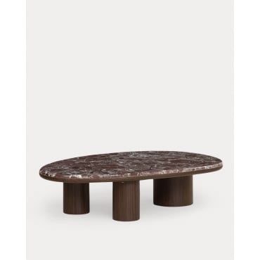 Marble and Wood Coffee Table (120x80 cm) Thomy Bordeaux Red Marble - The Masie