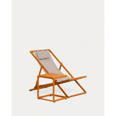 Rilas Reclining Hammock and Aluminum Side Table Set (40x40 cm) Kreta Orange Terra - The Masie
