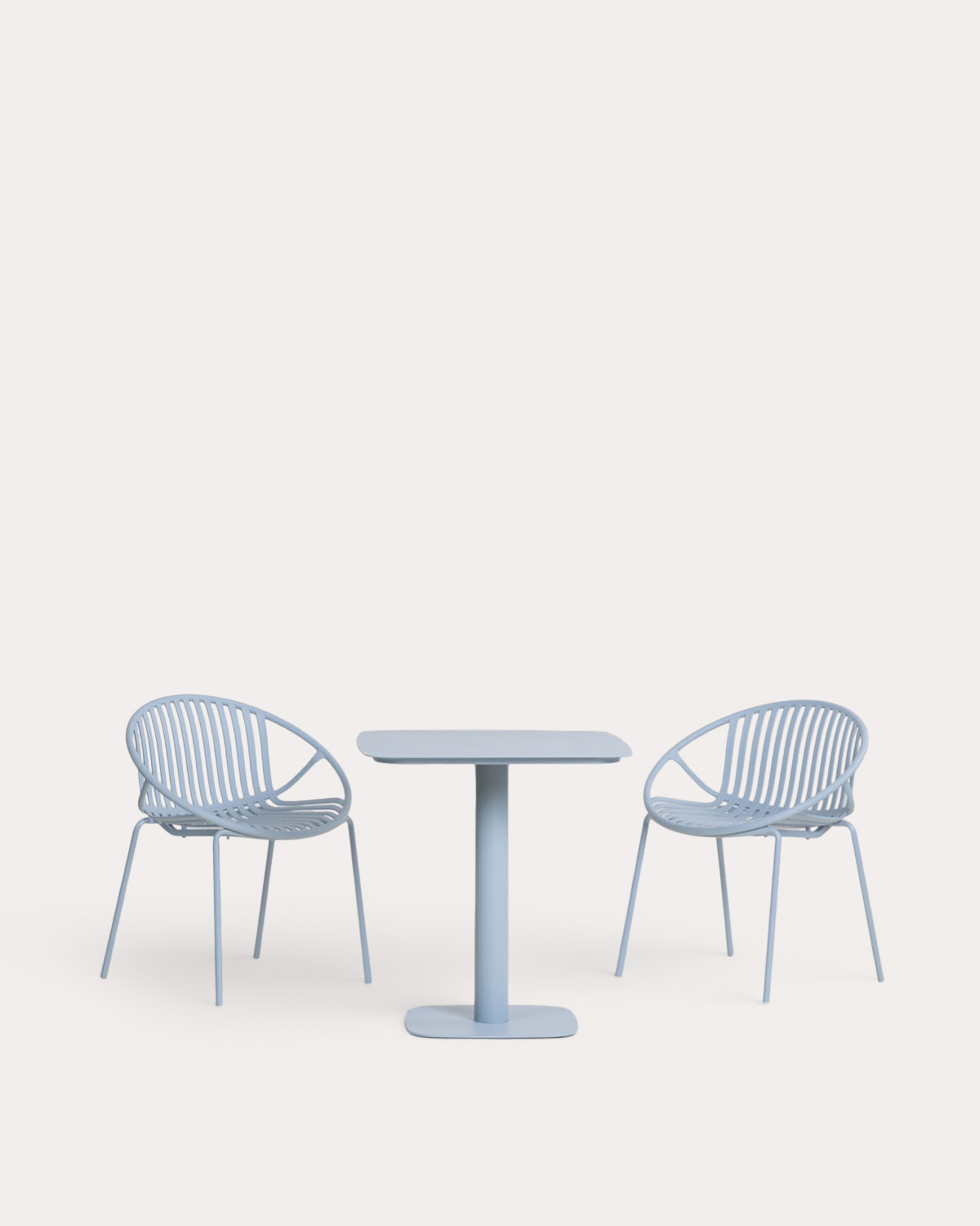 Zoilo Square Metal Table Set (70x70 cm) and 2 Anier Outdoor Polypropylene Chairs, gallery image 1
