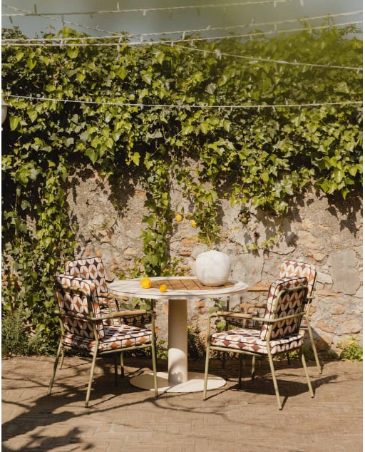 Round Outdoor Table in Metal and Teak Wood (Ø110 cm) Lirae