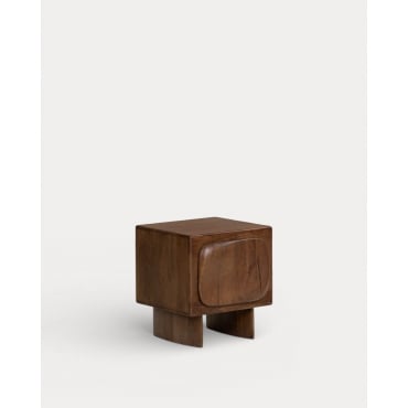 Pack of 2 Mango Wood Bedside Tables with Storage (45x41 cm) Orlean Dark Mango - The Masie