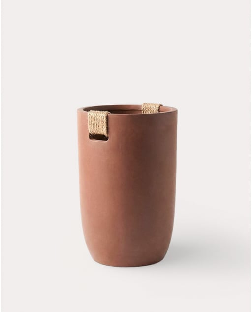 Tall Round Cement Planter Fitonia - Red Brick