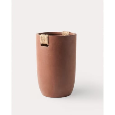 Tall Round Cement Planter Fitonia Red Brick & Ø44 cm - The Masie