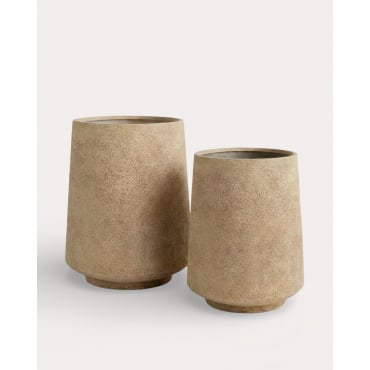 Set of 2 Cement Planters Deserts Beige Seashell - The Masie