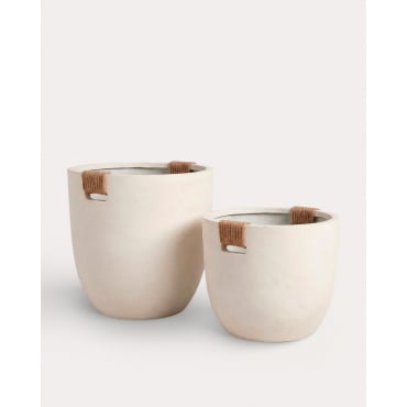Set of 2 Low Cement Planters Fitonia White Polar - The Masie