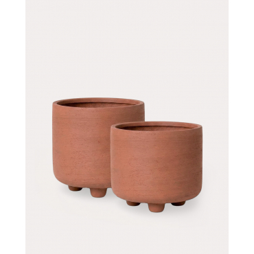 Set of 2 Cement Planters Petunia Red Brick - The Masie