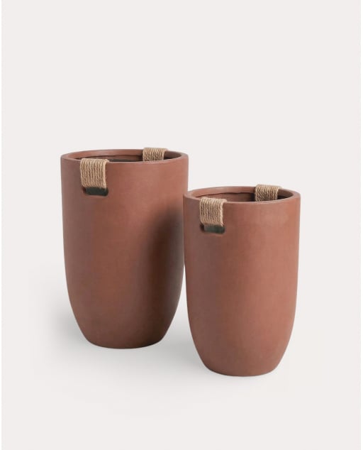 Set of 2 Tall Cement Planters Fitonia