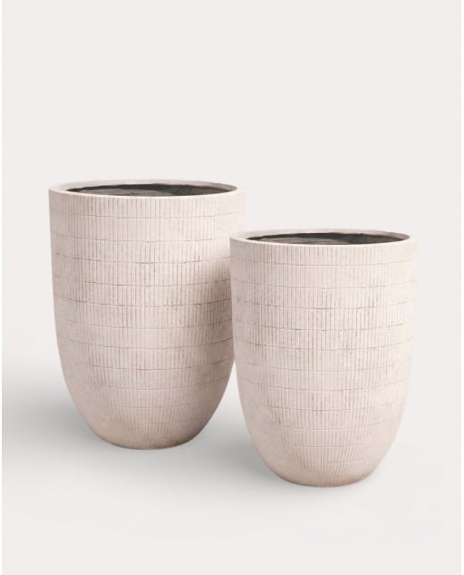 Set of 2 Tall Cement Planters Potos