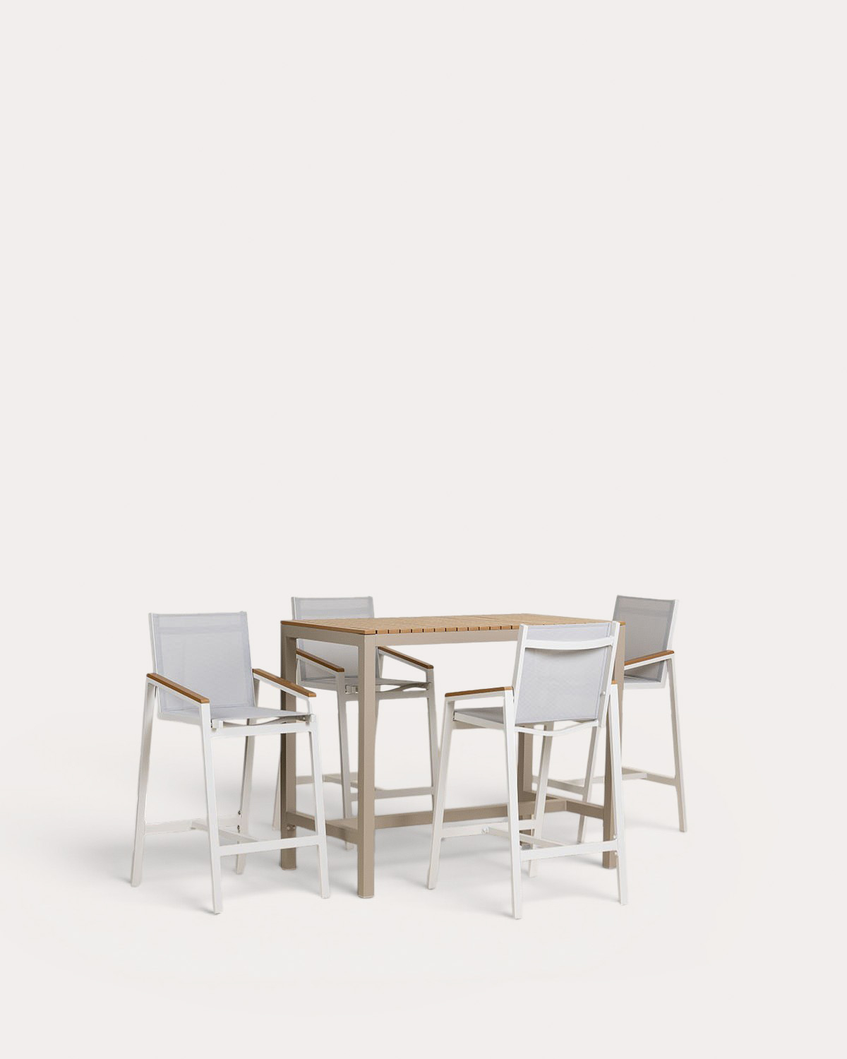 Outdoor High Table Set (130x70 cm) and 4 High Aluminum Stools Korce, gallery image 1