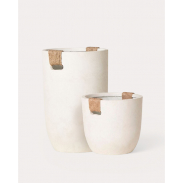 Set of 2 Cement Planters Fitonia White Polar & Ø44 cm / Ø46 cm - The Masie