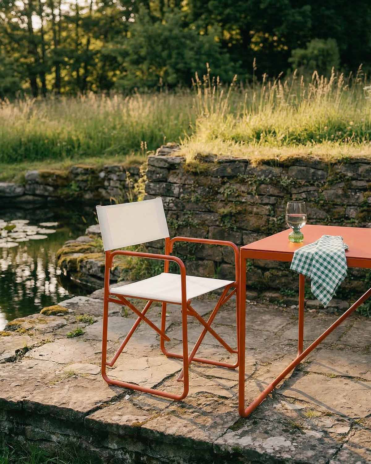 Pack 4 Folding Outdoor Chairs in Metal and Fabric Bowye, gallery image 2
