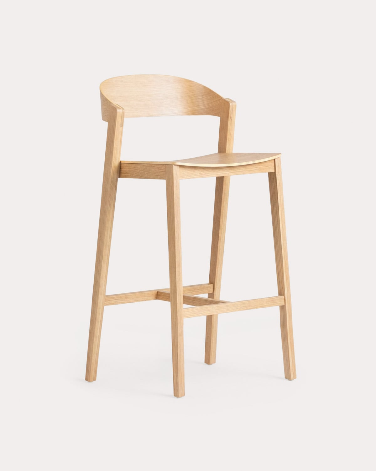 Pack 4 High Oak Wood Stools Laly, gallery image 1