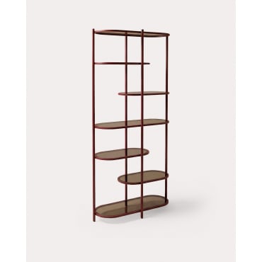 Metal and Tempered Glass Bookshelf (190x85 cm) Yerry Red Tinto - The Masie