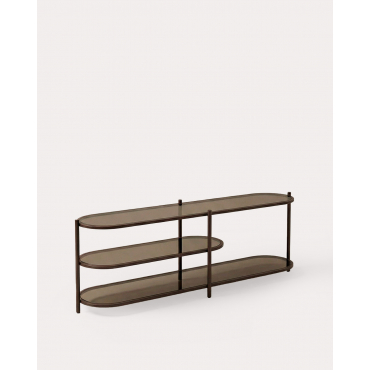 Metal and Tempered Glass Bookshelf (50x150 cm) Yerry Chocolate Brown - The Masie