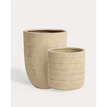 Set of 2 Cement Planters Potos Beige Seashell & Ø37 cm / Ø44 cm - The Masie