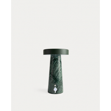 Marble and Metal Wireless LED Table Lamp Mysha Grove Green Marble - The Masie