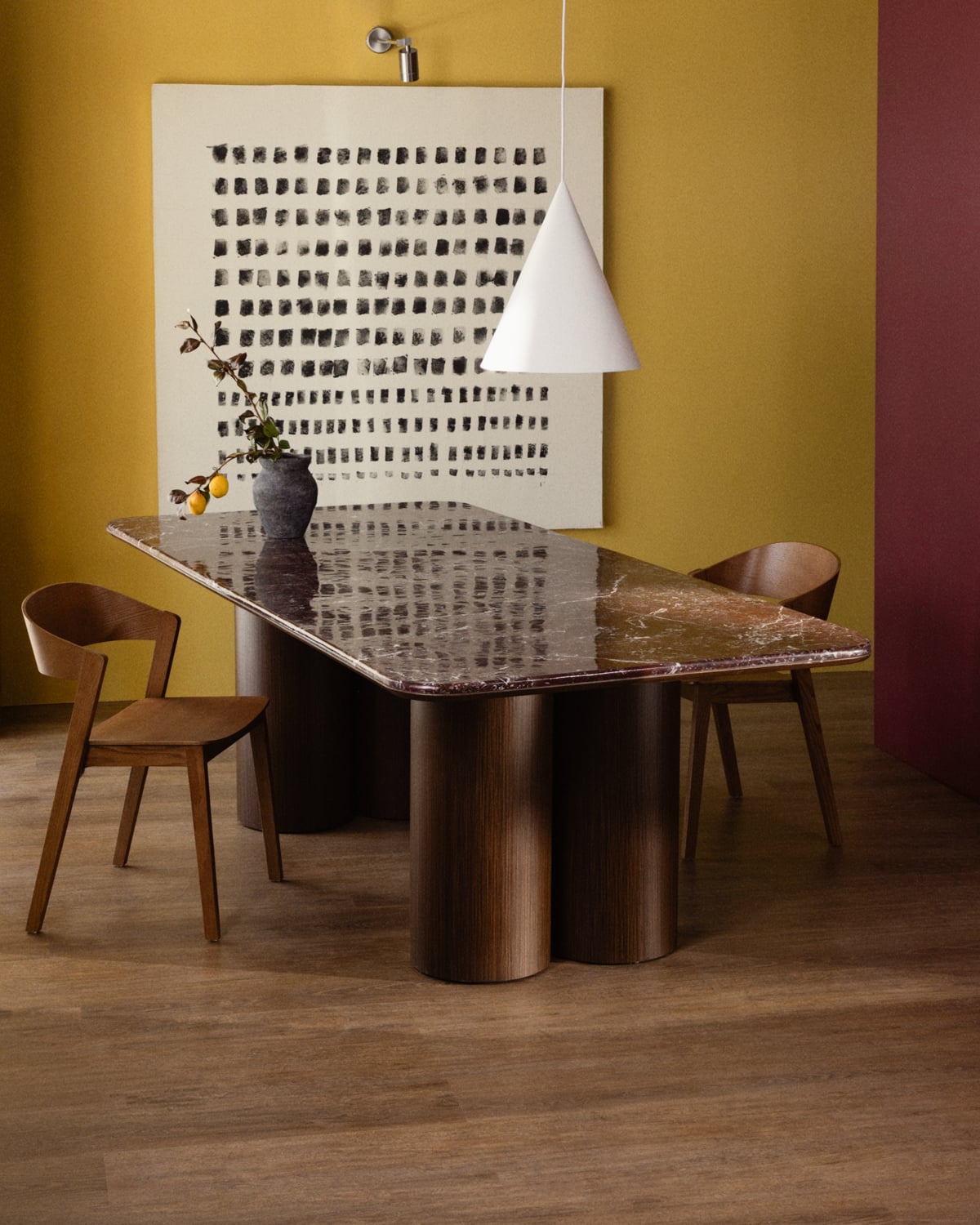 Rectangular Marble and Wood Dining Table (240x110 cm) Aegir, gallery image 2