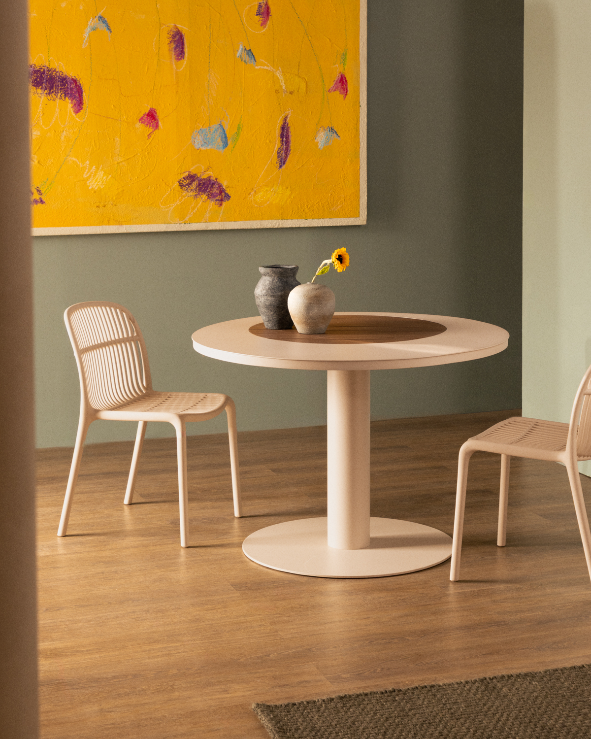 Round Dining Table in Metal and Teak Wood (Ø110 cm) Lirae, gallery image 2