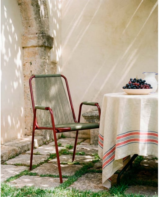 Outdoor Chair with Metal and Rope Armrests Mayailer