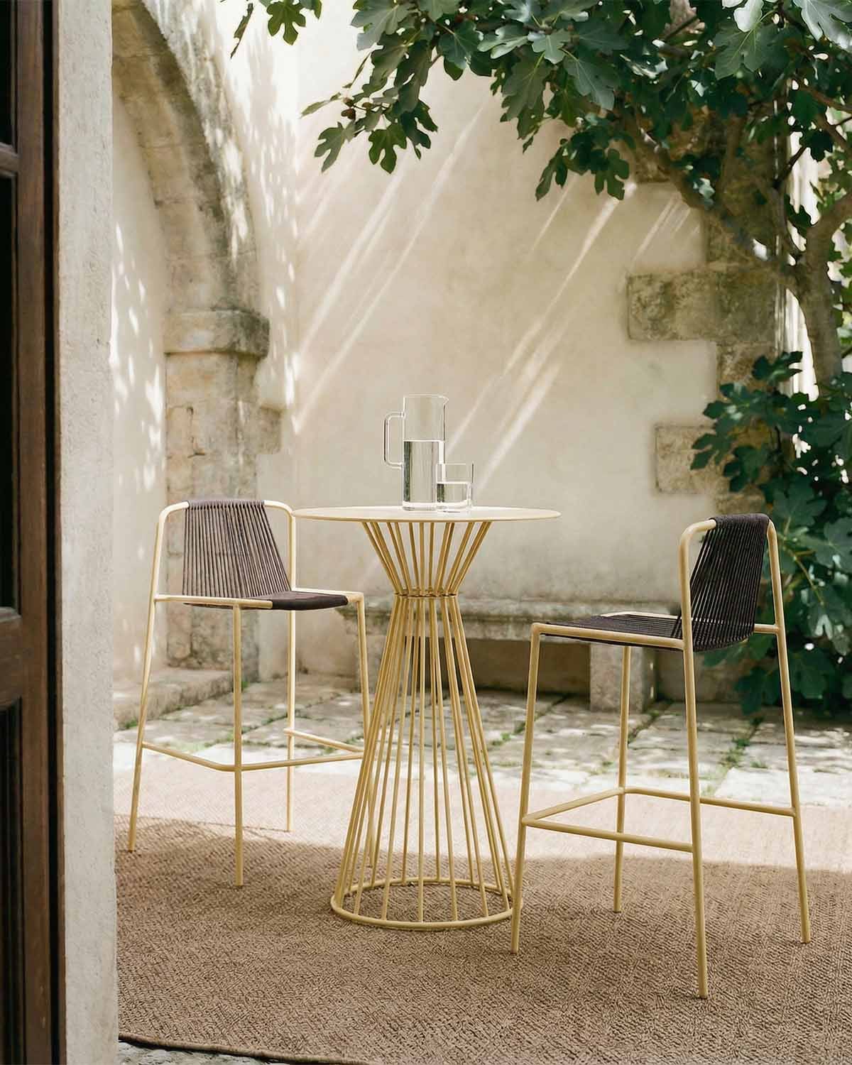 Round High Table Set (Ø70 cm) Nouli and 2 Metal High Stools (75 cm) Mayailer for Outdoor Use, gallery image 2