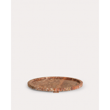 Marble Round Decorative Tray Todra Red Travertine Marble & Ø20 cm - The Masie