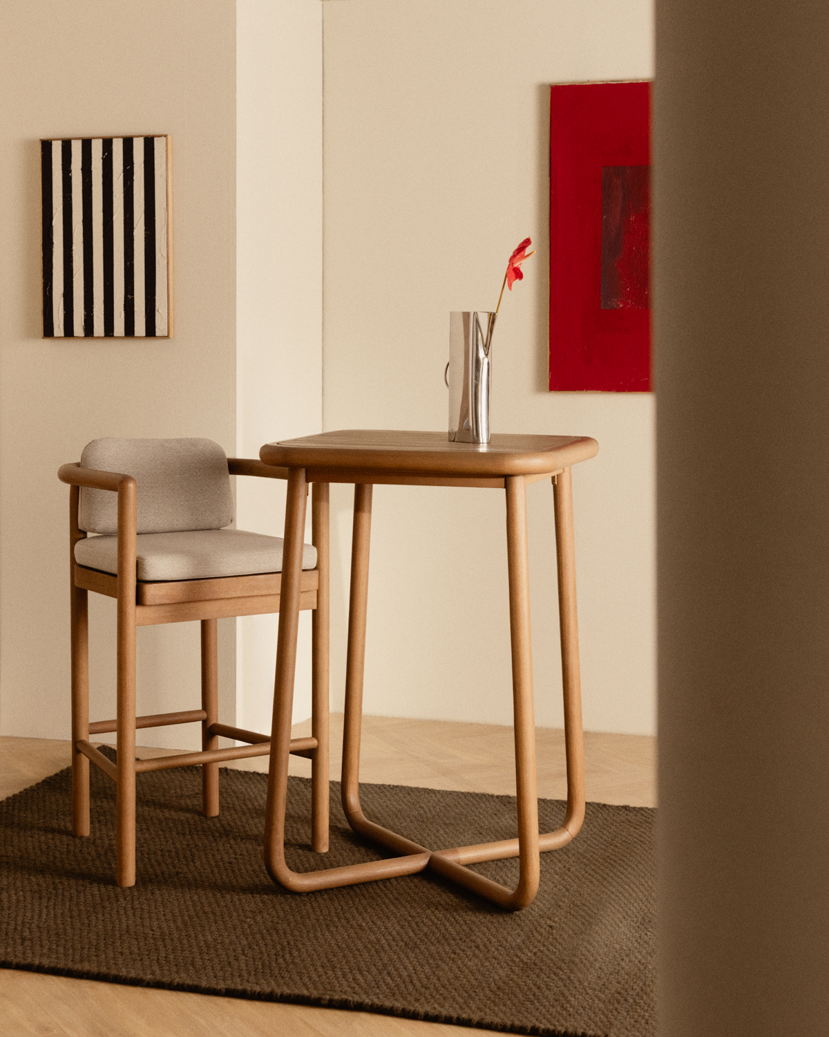 High Square Table in Eucalyptus Wood (70x70 cm) Elnes, gallery image 2