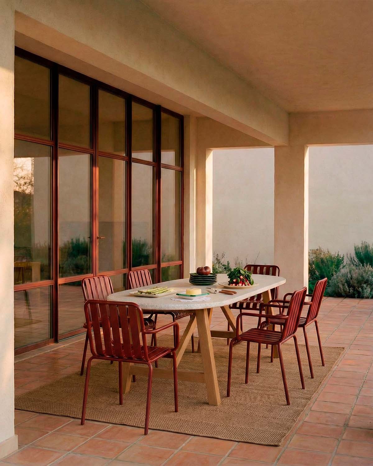 Oval Outdoor Table in Terrazzo and Acacia Wood (230x100 cm) Mirena, gallery image 2