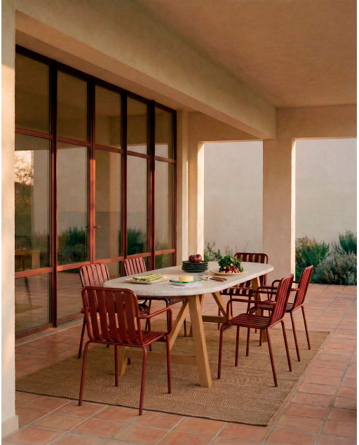 Oval Outdoor Table in Terrazzo and Acacia Wood (230x100 cm) Mirena