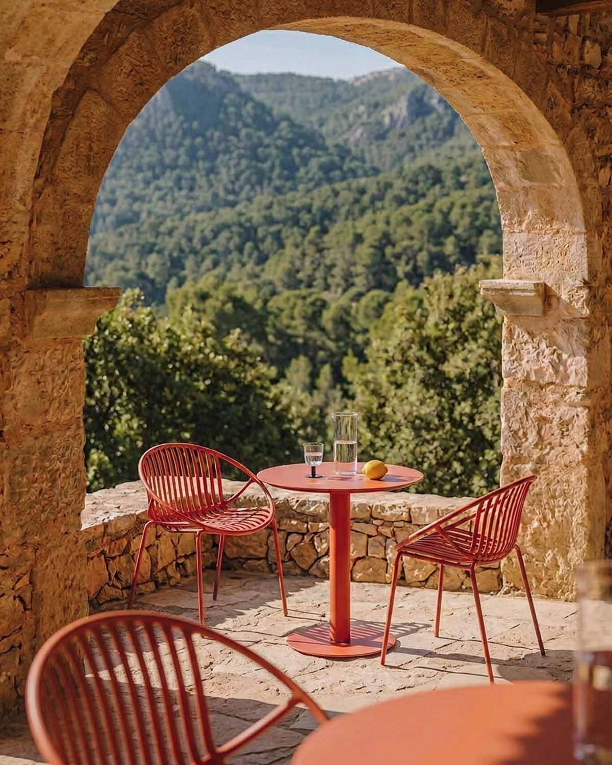 Banon Round Metal Table Set (Ø70 cm) and 2 Anier Outdoor Polypropylene Chairs, gallery image 2
