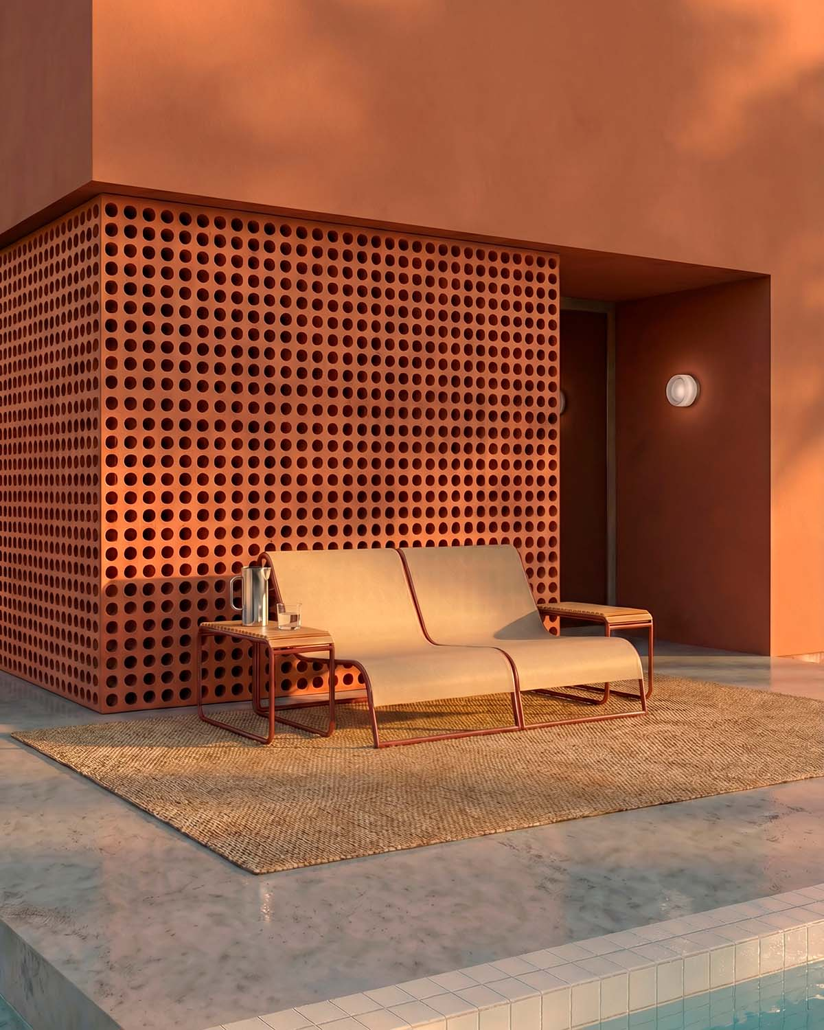 2-Seater Garden Sofa Set with 2 Aluminum Side Tables Dreisi, gallery image 2