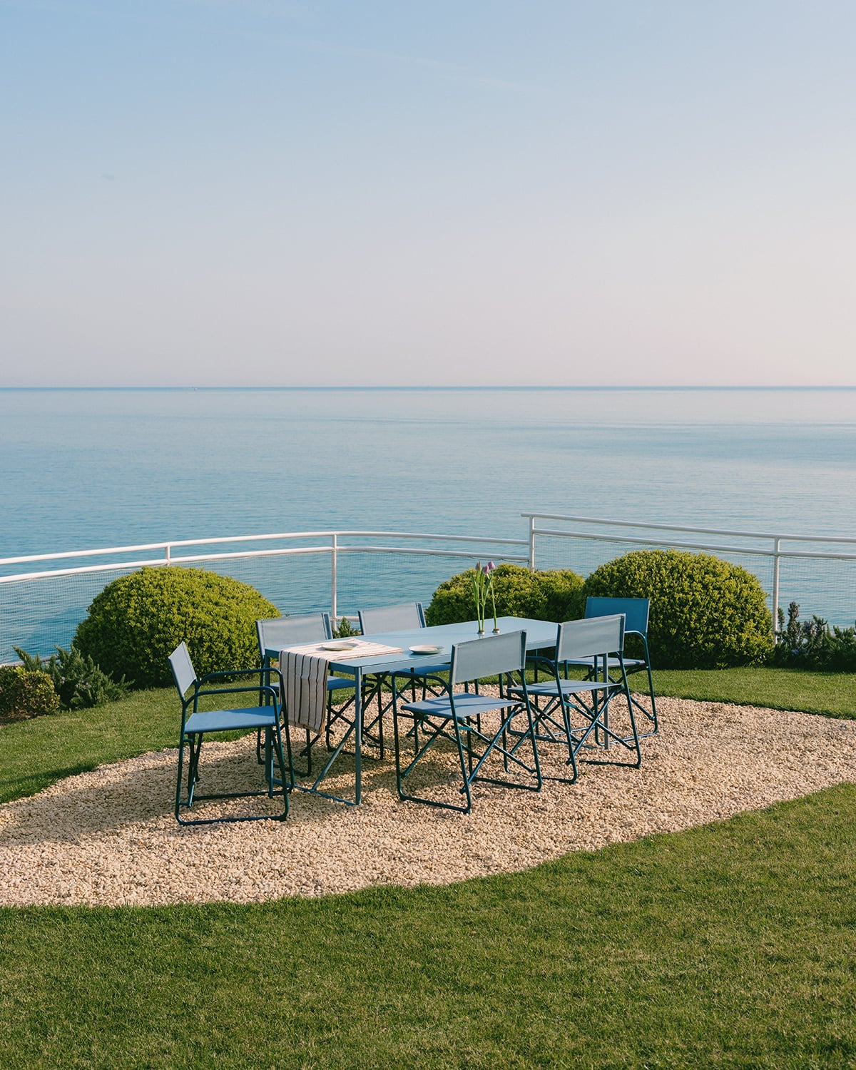 Rectangular Table Set (185x85 cm) and 6 Folding Metal and Fabric Chairs for Outdoor Use Bowye, gallery image 2