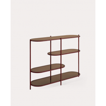 Metal and Tempered Glass Bookshelf (90x125 cm) Yerry Red Tinto - The Masie