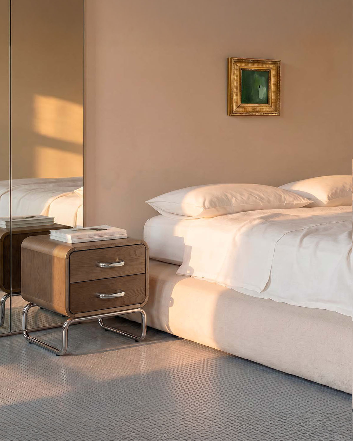 Pack of 2 Bedside Tables with Wooden and Metal Drawers (50,5x45,5 cm) Tober, gallery image 2