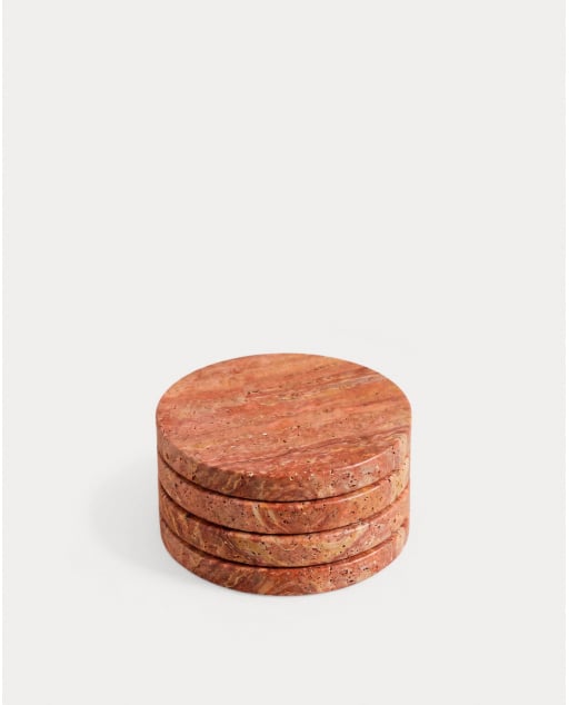 Set of 4 Round Marble Coasters (Ø10 cm) Minao